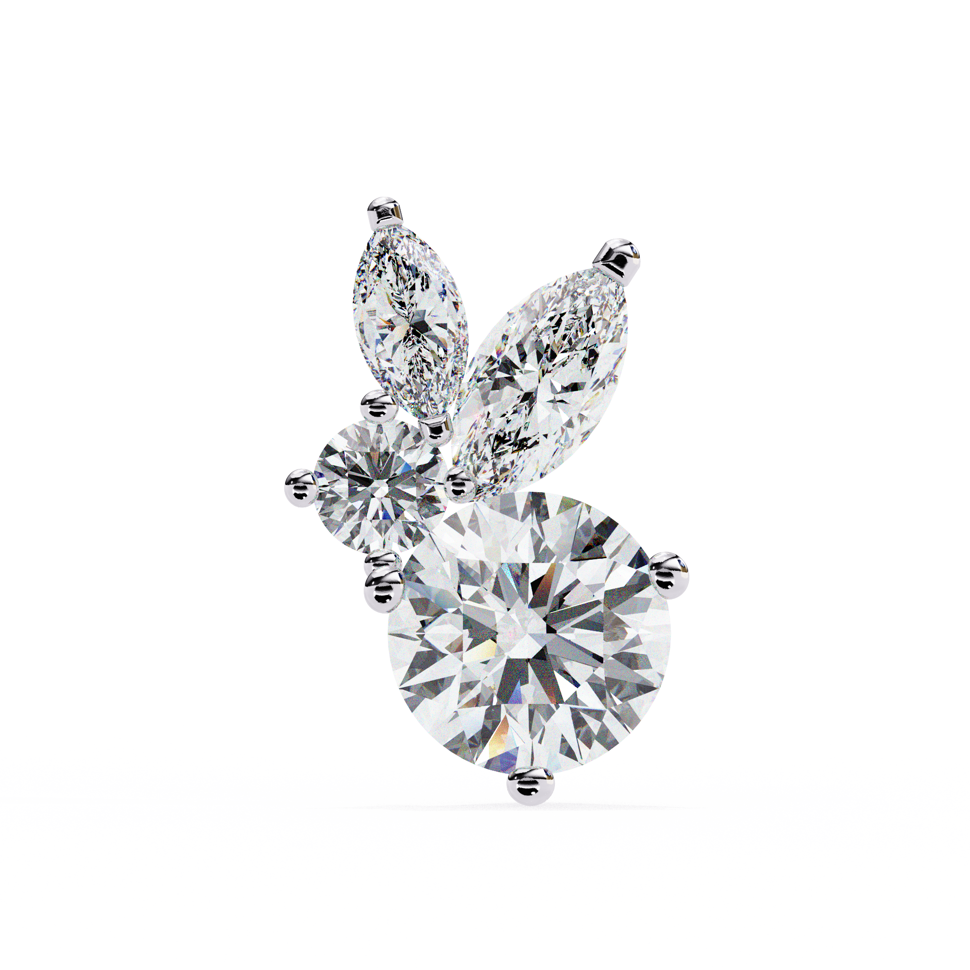 Solitairekart 1.43ct Round & Marquise Cut Natural Diamond Stud Earrings-HI Color, VS-SI Clarity